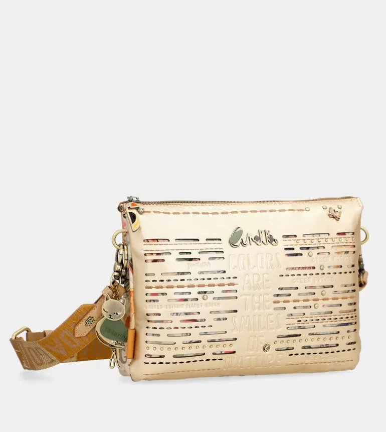 Nature Pachamama Golden Crossbody Bag With Two Compartments | Anekke Discount
